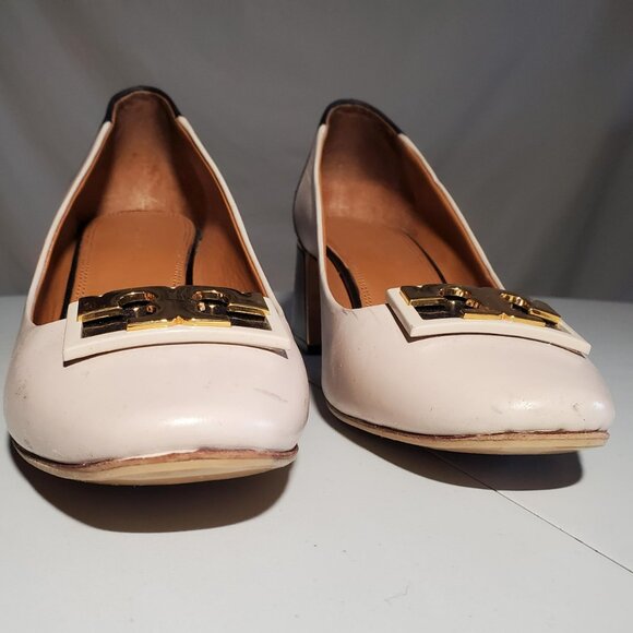 Gold 'T' Hardware Block Heels Sz 10C - Picture 3 of 16